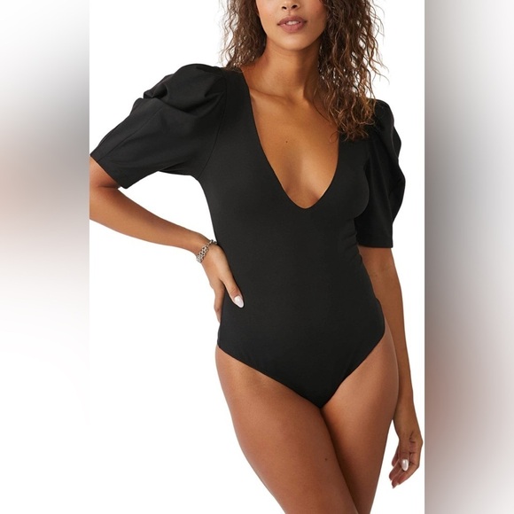 Free People VaVa Voop Puff Sleeve Bodysuit NWT size XS - Picture 3 of 9
